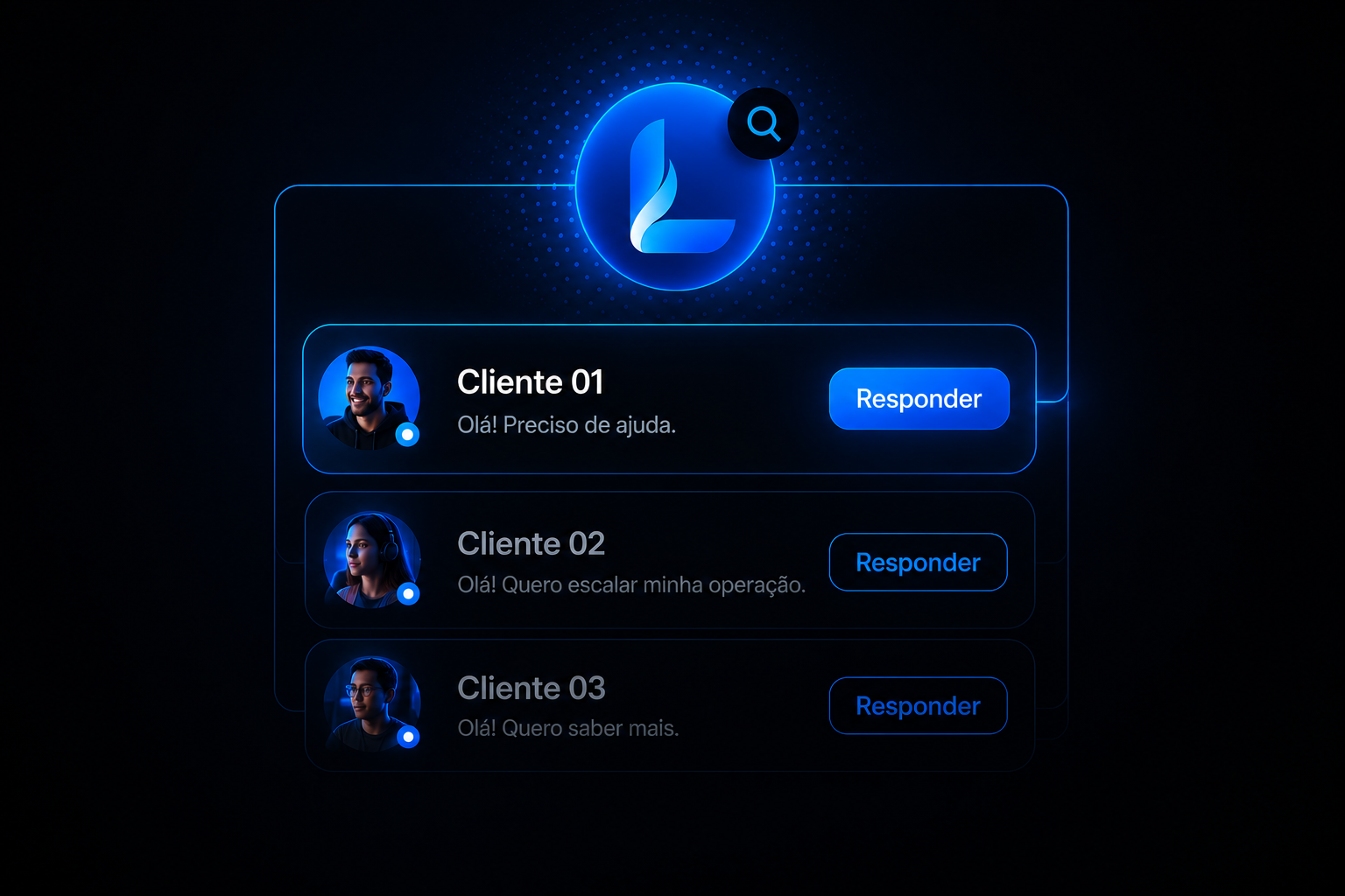 Painel de atendimento com clientes aguardando resposta